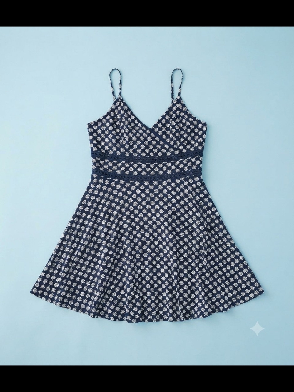 Trixxi Navy Blue Strapless Dress with White Floral Print